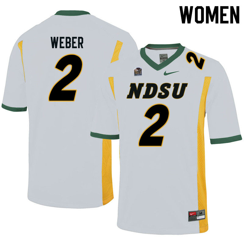 Women #2 Dawson Weber North Dakota State Bison College Football Jerseys Sale-White - Click Image to Close